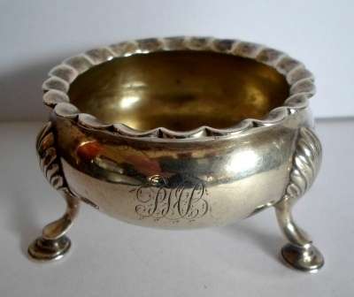 RARE!! 18TH CENTURY 1757 LONDON SILVER OPEN SALT 72,3g  RARE PIECE!! WOW!