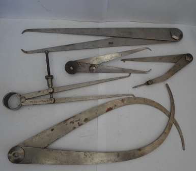 WOW!! COLLECTION OF 5 LARGE VINTAGE ENGINEERING COMPASSES!! WOW!!