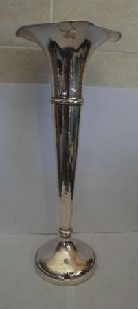 HUGE!! EDWARDIAN GERMAN 830 SILVER TRUMPET VASE BY JACOB GRIMMINGER  271,8g  360 X 140mm