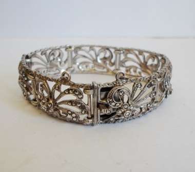WOW!! VINTAGE STERLING SILVER & MARCASITE BRACELET CIRCA 1930's 29,2g STUNNING!! WOW!!
