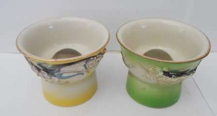 RARE!! VINTAGE JAPANESE EROTICA PORCELAIN HIDDEN NUDE LADY SAKE CUPS WOW!! WOW!!