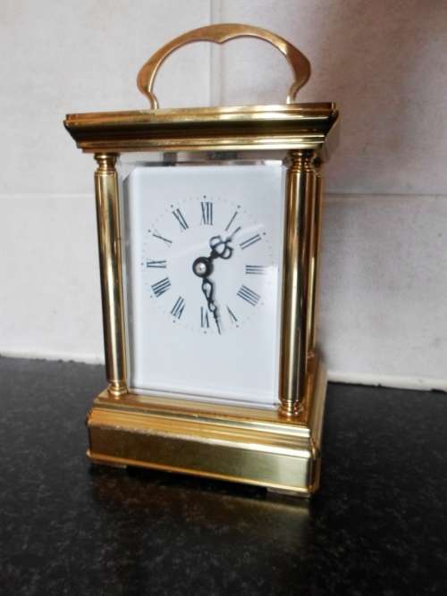 WOW!! LOVELY VINTAGE BRASS CARRIAGE CLOCK, 135 X 90 X 80mm  VALUE R2500 100% WORKING!!
