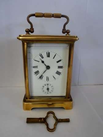 WOW!! RARE VINTAGE FRENCH BRASS ALARM CARRIAGE CLOCK, 145 X 80 X 65mm  VALUE R2500  WORKING!!