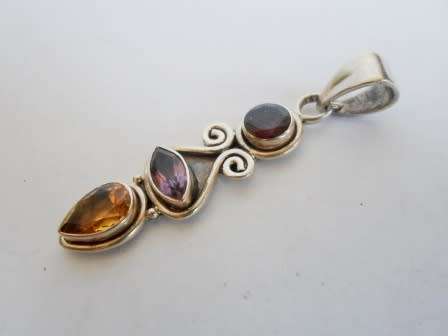 WOW!! STUNNING!! STERLING SILVER, GARNET, AMETHYST & CITRINE 9,5g  WOW!! WOW!!