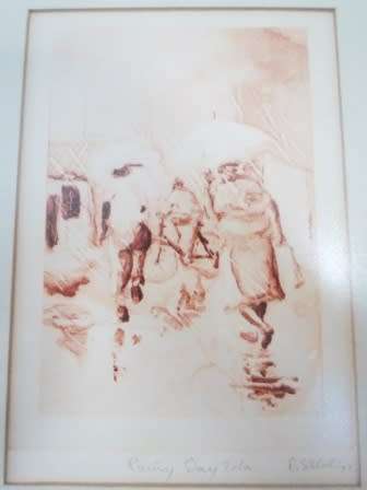 INVESTMENT!! RARE!! DURANT SIHLALI ETCHING "RAINY DAY ZOLA" DATED 77   150 X 100mm VALUE R3500