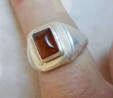 WOW! VINTAGE STERLING SILVER & AMBER RING SIZE N,   5,7g STUNNING!! VALUE R695