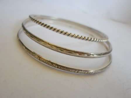 WOW! 3 X VINTAGE STERLING SILVER BANGLES WITH STUNNING DETAIL 3,5, 2,5 & 2mm  CIRCA 1950's  18,6g