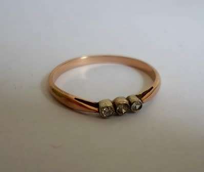 WOW!! EDWARDIAN 14ct WHITE & YELLOW GOLD 0,10ct DIAMOND RING 1,1g SIZE O VALUE R3950