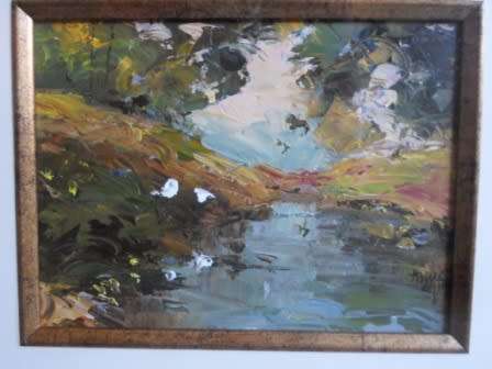 STUNNING!! TONY DE FREITAS OIL ON  BOARD "RIVER SCENE" 200 X 150mm VALUE R3500 WOW!!
