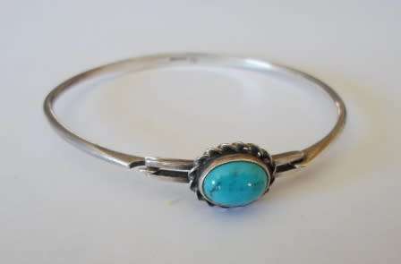 WOW!! VINTAGE DENMARK NIELS ERIK FROM STERLING SILVER & TURQUOISE BANGLE 6,3g WOW!! WOW!!