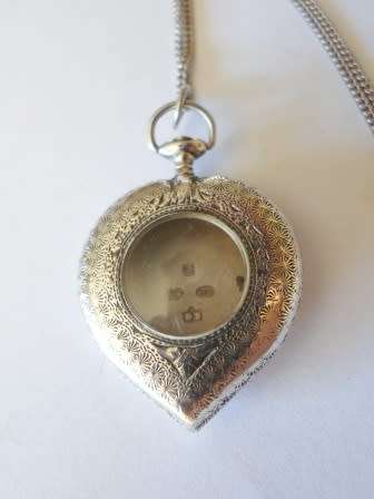 WOW!! 1912 LONDON SILVER PICTURE LOCKET SET WITH RUBY BY GEORGE SHEPPARD WITH CHAIN 17,2g  WOW!