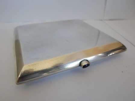 WOW!! ART DECO!! RUSSIAN 875 SILVER CIGARETTE CASE WITH CABOCHON BY LR 133,8g CIRCA 1930's  WOW!!