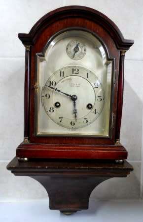 ANTIQUE L. PINN & CO. CAPE TOWN GERMAN BRACKET CLOCK WITH WALL SCONCE 100% WORKING!! VALUE R3950