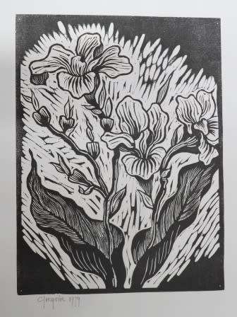 WOW!! GREGOIRE BOONZAIER 1979 "FLOWERS" LINOCUT 305 X 230mm VALUE R5500 WOW!!