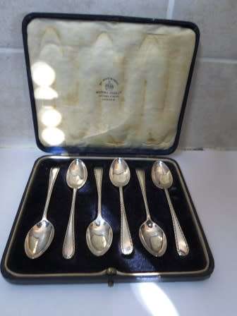 WOW!! BOXED ART DECO 1929 LONDON SILVER SPOONS BY MAPPIN &WEBB  45g   WOW!! WOW!!
