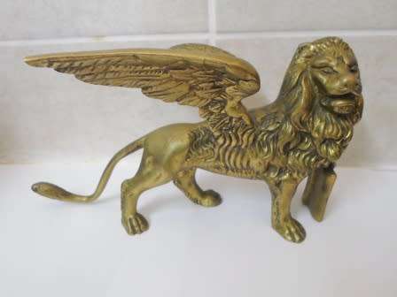 AMAZING!! VICTORIAN SOLID BRASS LION OF ST MARK CIRCA 1890's  1,5kg  WOW!!