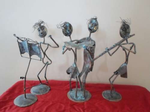 WOW!! SA SCULPTOR K. WIUM 3 X LARGE ABSTRACT COPPER & BRASS MUSICIAN SCULPTURES VALUE R1950