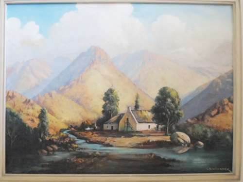 STUNNING!! L.E. WIESNER OIL ON BOARD "KAAPSE TONEEL"  600 X 450mm !! VALUE R3500