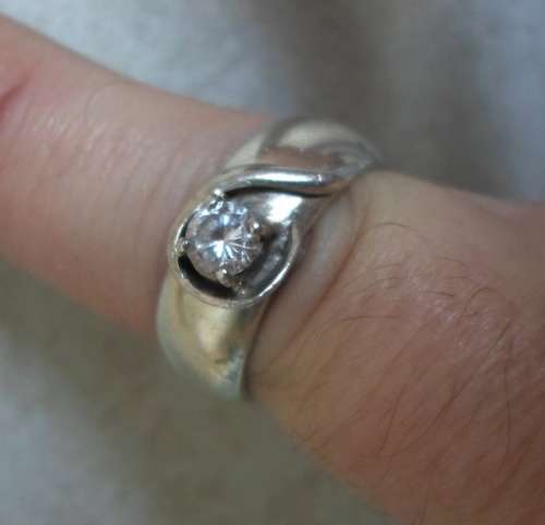 GORGEOUS!! CHUNKY STERLING SILVER CZ RING SIZE N  7,3g  WOW!
