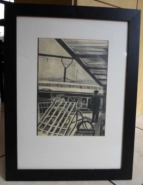 AMAZING!! UNSIGNED CHARCOAL SKETCH OF SA TRAIN STATION  380 X 270mm LOOKS REALLY GOOD!! WOW!!