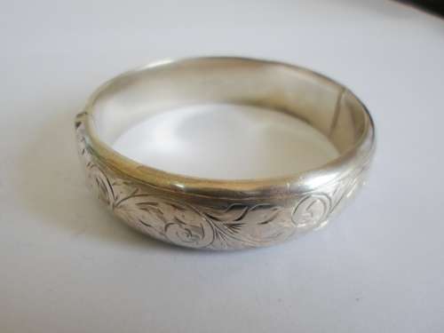 WOW!! HEAVY 1959 BIRMINGHAM SILVER CLIP BANGLE BY H.S. Ltd.  31,4g WOW!!