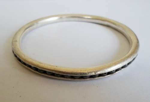WOW!! HEAVY VINTAGE STERLING SILVER BEADED BANGLE 32,7g WOW!!  WOW!!