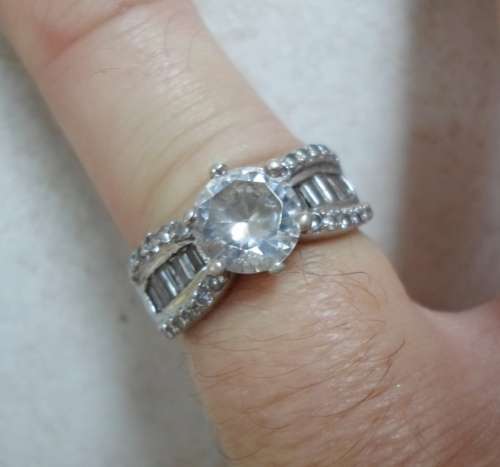 SPECTACULAR!! VINTAGE STERLING SILVER MULTI CZ RING SIZE P  5,4g  WOW!!