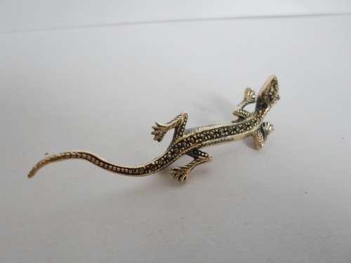 WOW!! VINTAGE STERLING SILVER MARCASITE LIZZARD BROOCH 4,6g  WOW!!