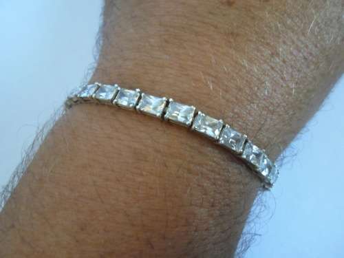 WOW!! BEAUTIFUL STERLING WHITE CZ TENNIS BRACELET 15,0g WOW!!