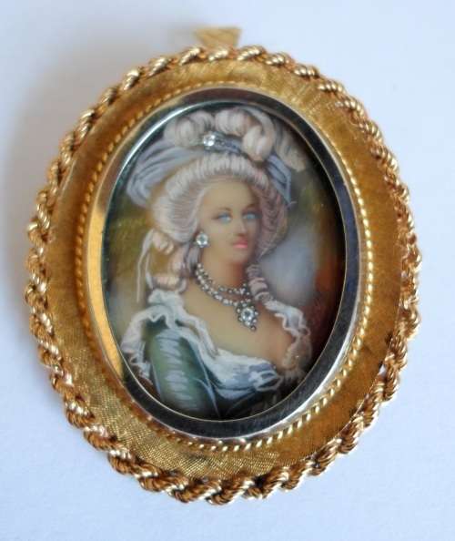 WOW!! VINTAGE 18ct GOLD & DIAMOND MINIATURE PORTRAIT PENDANT BROOCH 15,0g VALUE R12500 WOW!!