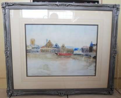 INVESTMENT!! RARE MAUD SUMNER "WATERWAY WITH BOAT" WATERCOLOUR 610 X 450mm !! VALUE R35000