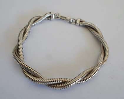 QUALITY!! VINTAGE SA STERLING SILVER DOUBLE TWISTED SNAKE BRACELET 195 X 7mm  17,5g WOW!! WOW!!