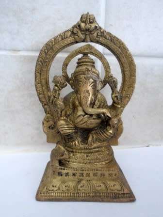 WOW!!I HEAVY VINTAGE BRASS GANESHA IDOL AMAZING DETAIL WOW!!