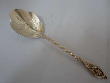 STUNNING!! STUNNING!! 19TH CENTURY DUTCH SILVER JAM SPOON CIRCA 1890's 19,2 WOW!!