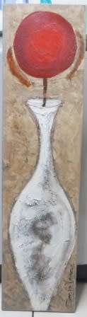 LOVELY!!! SONJA VOGES "LOLLIPOP" OIL MIXED MEDIA ON CANVAS 1000 X 250mm VALUE R2500!!