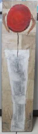 WOW!!! SONJA VOGES "LOLLIPOP" OIL MIXED MEDIA ON CANVAS 1000 X 250mm VALUE R2500!!