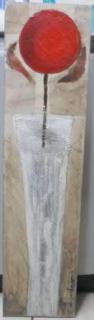 EXQUISITE!!! SONJA VOGES "LOLLIPOP" OIL MIXED MEDIA ON CANVAS 1000 X 250mm VALUE R2500!!