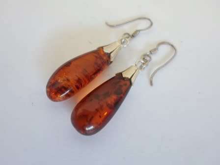 GORGEOUS!!! VINTAGE STERLING SILVER BALTIC AMBER DROP EARRINGS 2,7g  VALUE R495 WOW!!