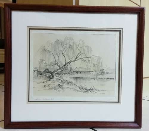 SPECTACULAR!! WALTER BATTISS "NEAR BRAMLEY" PENCIL SKETCH 270 X 205mm  VALUE R12500!!