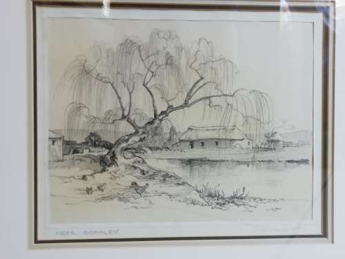 SPECTACULAR!! WALTER BATTISS "NEAR BRAMLEY" PENCIL SKETCH 270 X 205mm  VALUE R12500!!