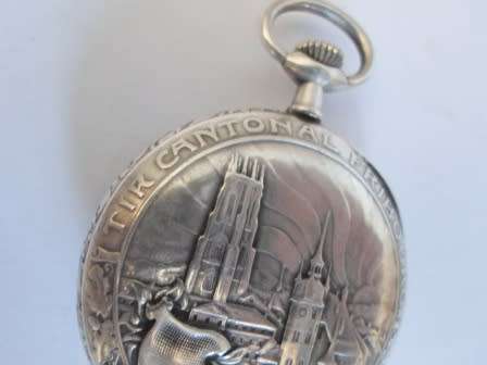 EXQUISITE!!! LARGE 1905 SWISS GERMAN 800 SILVER CASED CITY SCENE POCKET WATCH 90,1g VALUE R3500 WOW!