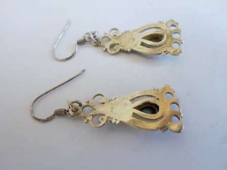 VINTAGE STERLING SILVER & ABALONE DROP EARRINGS 4,8g WOW!!