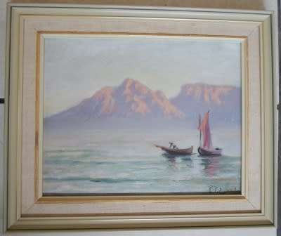 AMAZING!! ANTIQUE EDWIN EDWARDS CAPE FISHERMAN OIL ON CANVAS BOARD 290 X 230mm VALUE R3500