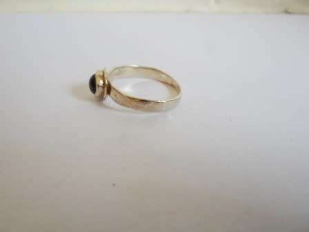 GORGEOUS!! VINTAGE ISRAEL STERLING SILVER CABOCHON GARNET RING  3,2g  SIZE T1/2  WOW!!