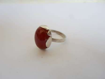 WOW!! VINTAGE STERLING SILVER CABOCHON CARNELEON RING  4,8g  SIZE N  WOW!!