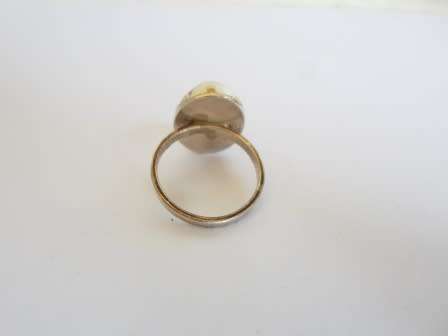WOW!! VINTAGE STERLING SILVER CABOCHON CARNELEON RING  4,8g  SIZE N  WOW!!