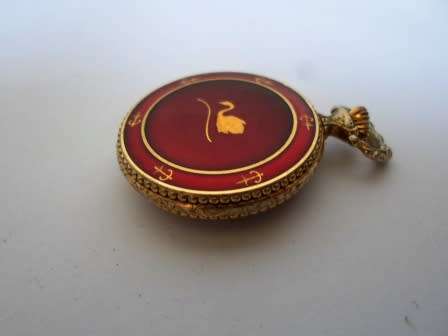 WOW!! VINTAGE DELFIN EDOX 17 JEWELS GOLD PLATED RED ENAMEL POCKET WATCH 100% WORKING!! WOW!!