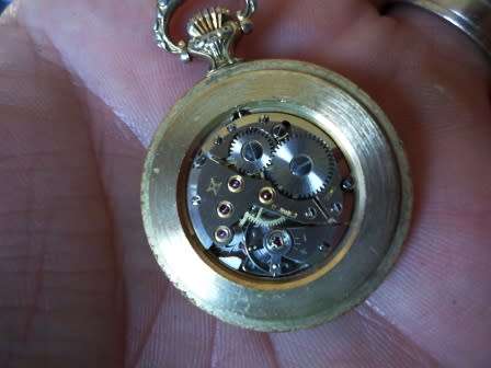 WOW!! VINTAGE DELFIN EDOX 17 JEWELS GOLD PLATED RED ENAMEL POCKET WATCH 100% WORKING!! WOW!!