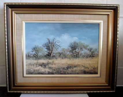 STUNNING!! T, WOOD MUNDELL BUSHVELD SCENE OIL ON BOARD 350 X 250mm WOW!!