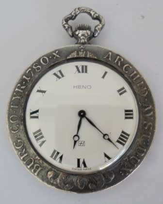 RARE!! VINTAGE SWISS HENO MARIA THERESA THALER SILVER COIN POCKET WATCH 100% WORKING VALUE R2500